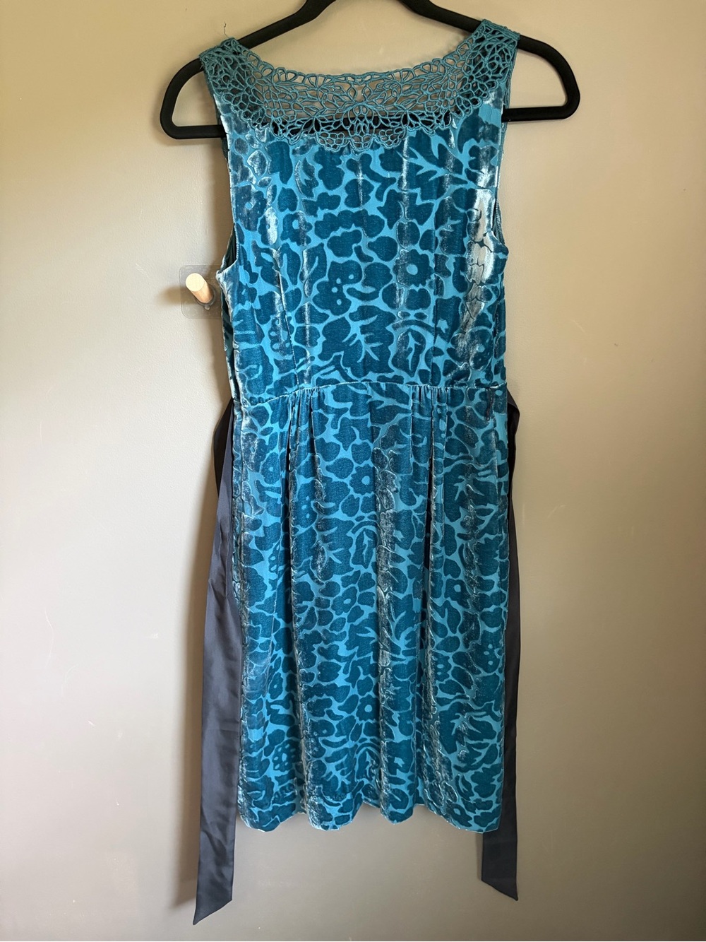 NWOT Moulinette Soeurs Blue Velvet Floral Sleeveless Dress - Picture 4 of 7